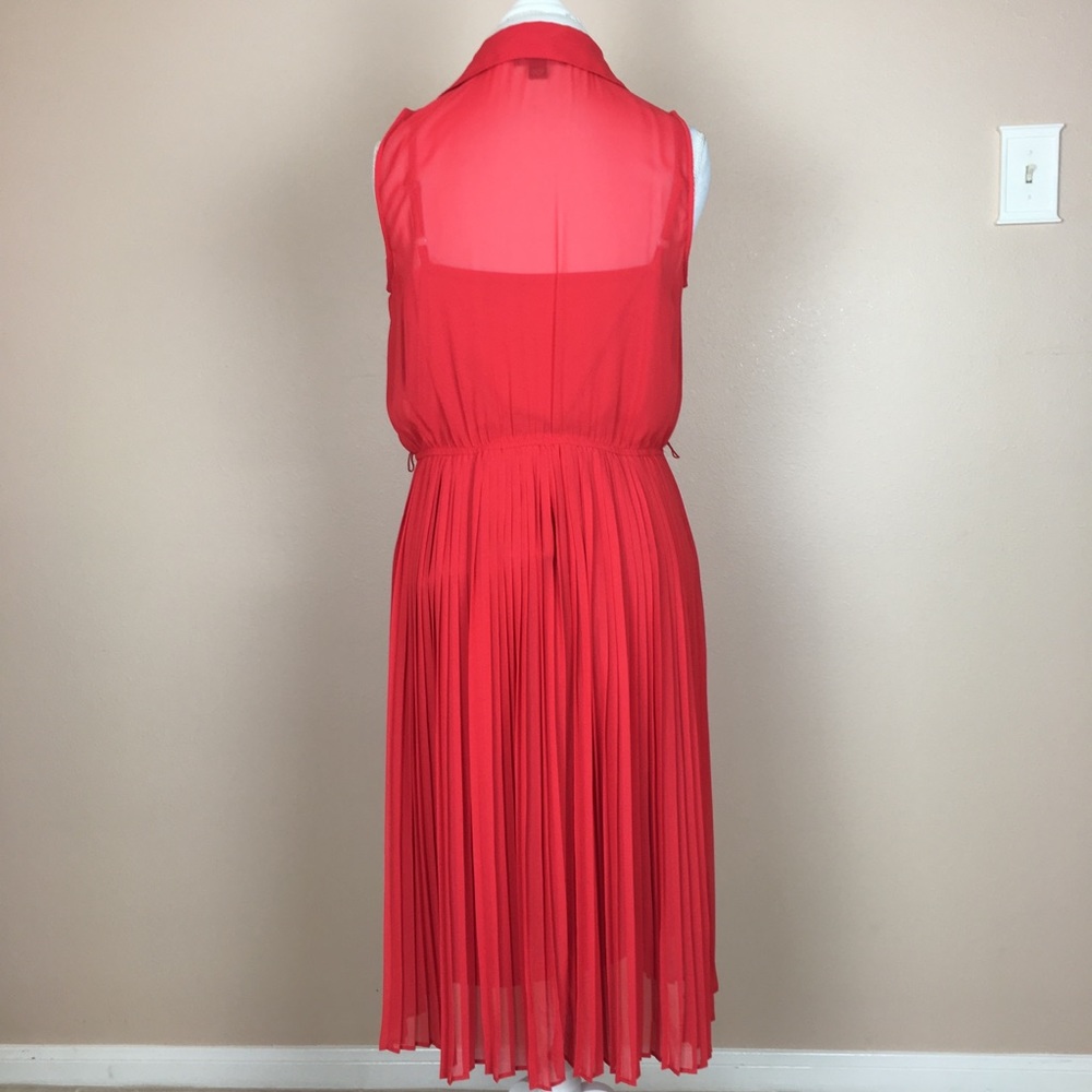 Red/Tangerine Pleated Skirt Dress Size 12 - Picture 4 of 8